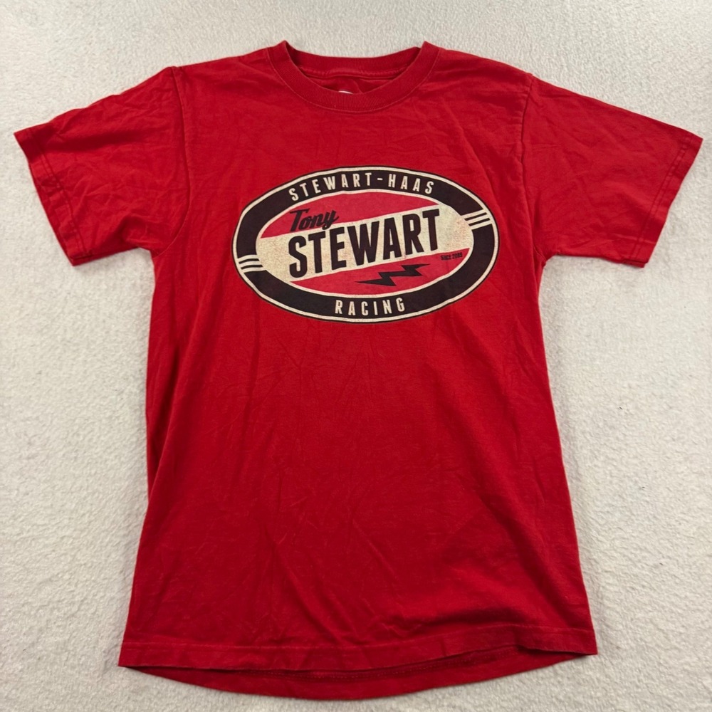 Chase Authentics Tony Stewart NASCAR T-Shirt Small Red Double Sided Y2K Racing